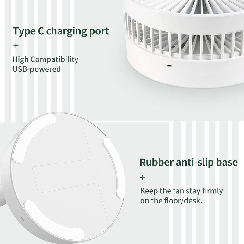LOREAD Portable Desk Fan,Foldable Fan Pedestal Stand Floor Fan with Remote Controller Adjustable Height from 14.2'' to 39'', 4 Speeds, 7200mAh Rechargeable Telescopic USB Charging - Image 5